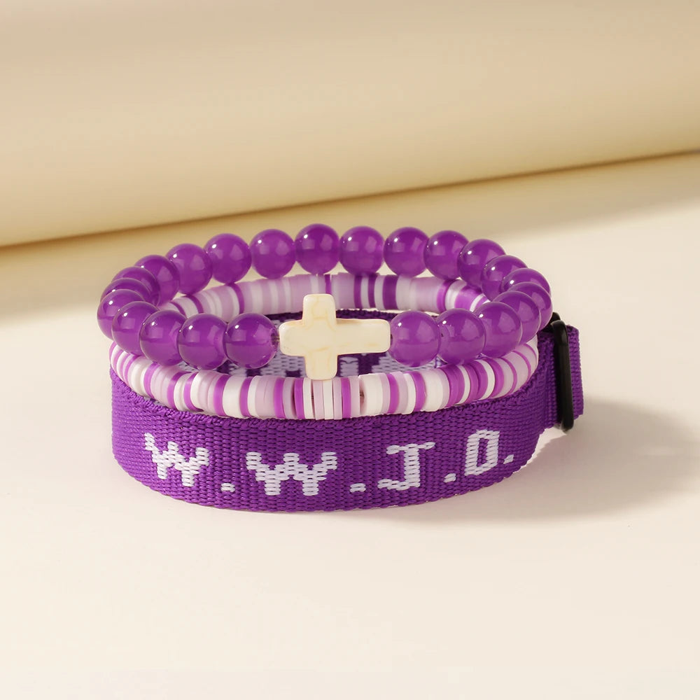 3pc what would jesus do wwjd bracelets women men cross hwlf bracelet he would love first pink elevated faith braclet christian