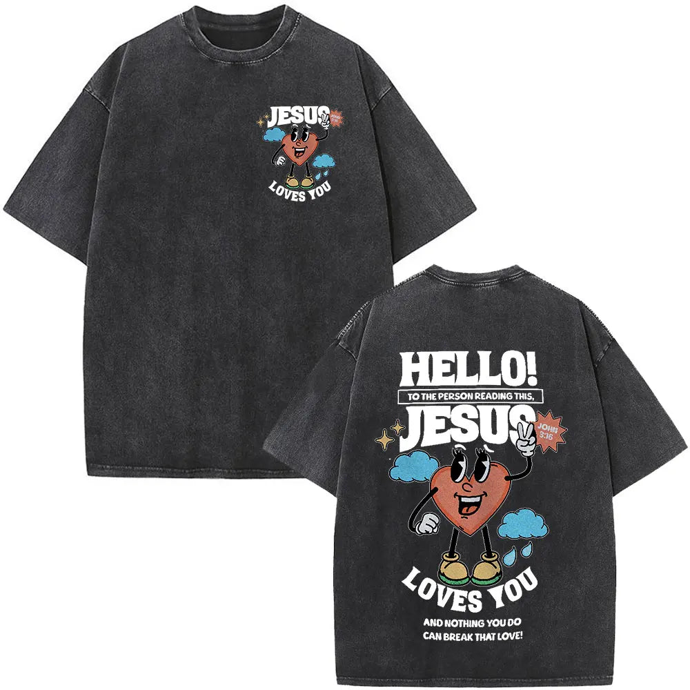 Christian Jesus Bible Verse Washed T-shirts Men's Women Fashion Vintage Oversized T Shirts Harajuku Cotton Short Sleeve T-shirt