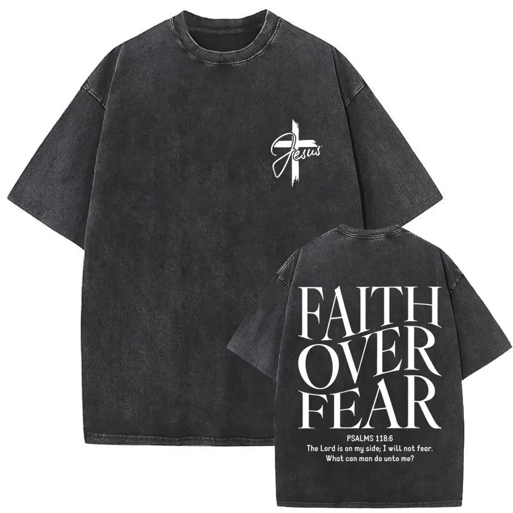 Christian Religious Jesus Forgive Them Father Vintage Washed T-shirt Men Women Gothic Rock Oversized T Shirts Tops Streetwear