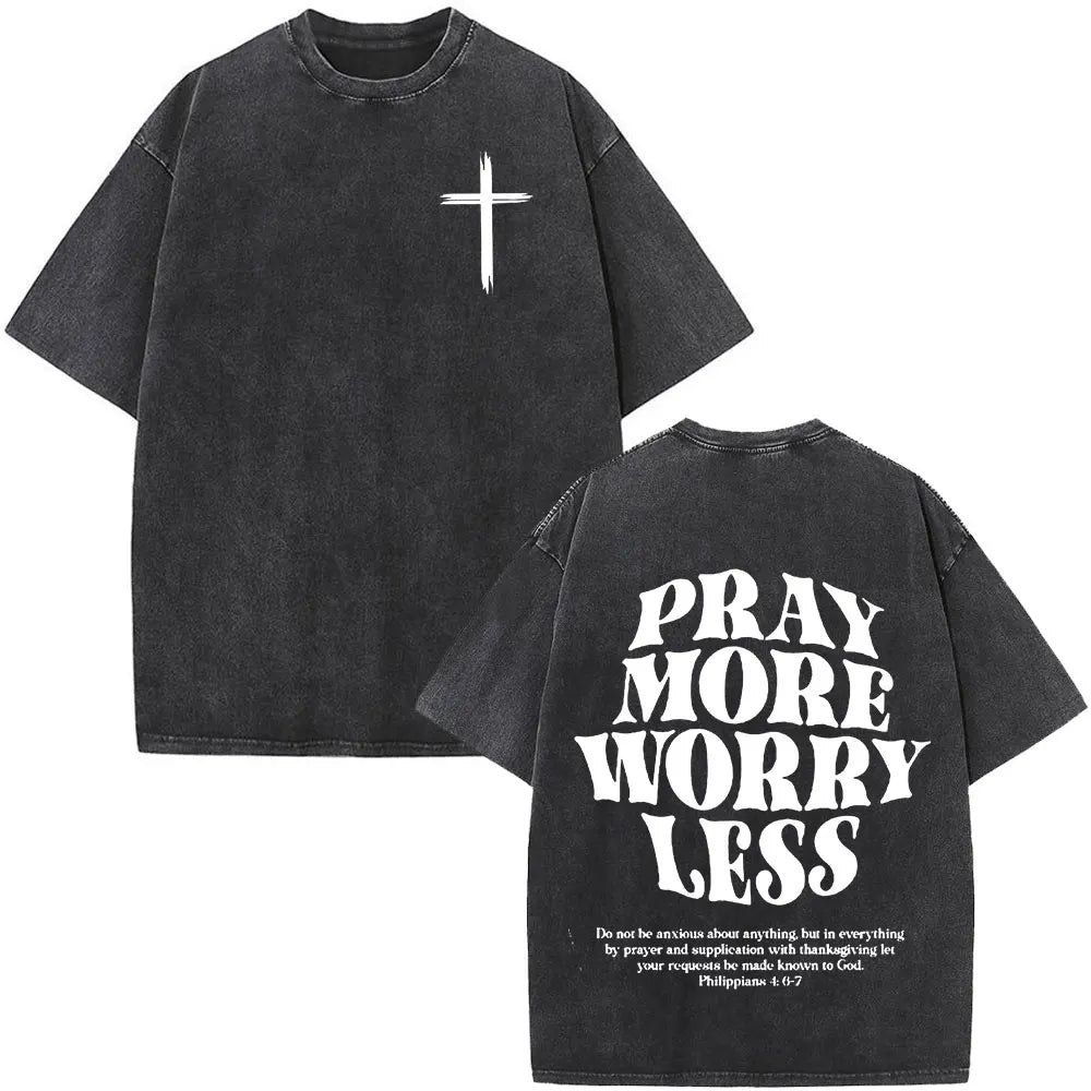 Christian Jesus Bible Verse Washed T-shirts Men's Women Fashion Vintage Oversized T Shirts Harajuku Cotton Short Sleeve T-shirt