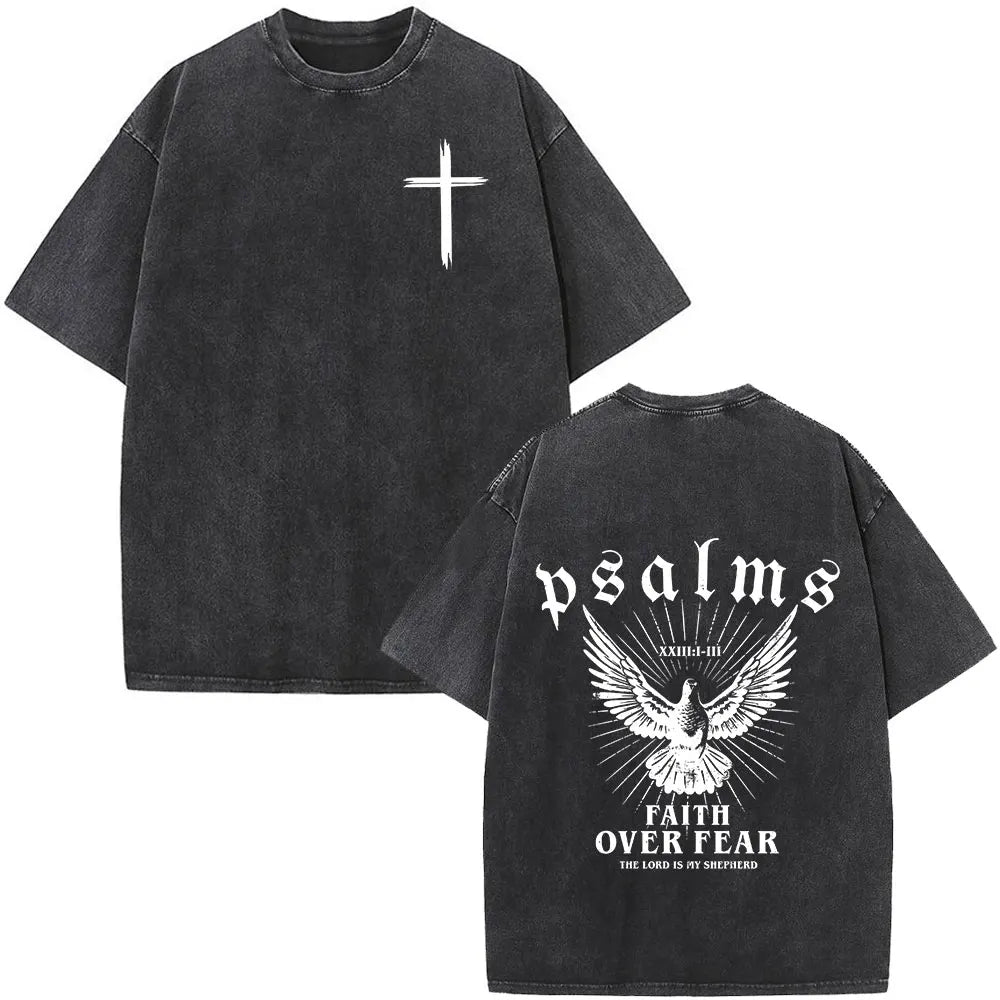 Christian Jesus Bible Verse Washed T-shirts Men's Women Fashion Vintage Oversized T Shirts Harajuku Cotton Short Sleeve T-shirt