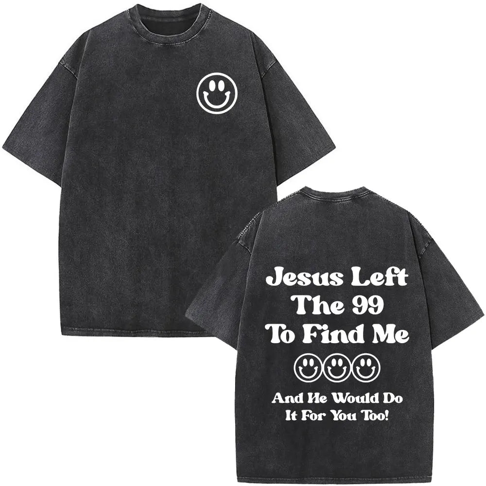 Christian Jesus Bible Verse Washed T-shirts Men's Women Fashion Vintage Oversized T Shirts Harajuku Cotton Short Sleeve T-shirt