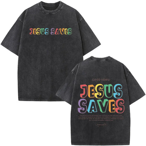 Christian Jesus Bible Verse Washed T-shirts Men's Women Fashion Vintage Oversized T Shirts Harajuku Cotton Short Sleeve T-shirt