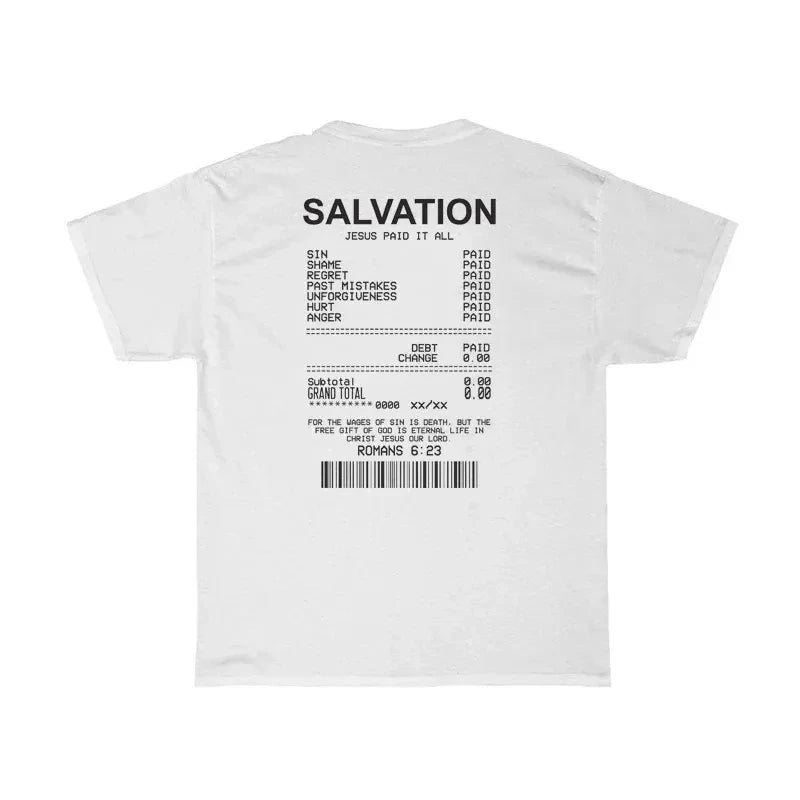 Women Salvation Back Print Bible Verse T-Shirts Oversized Funny Streetwear Christian Cotton T Shirts Jesus Faith Tees Tops