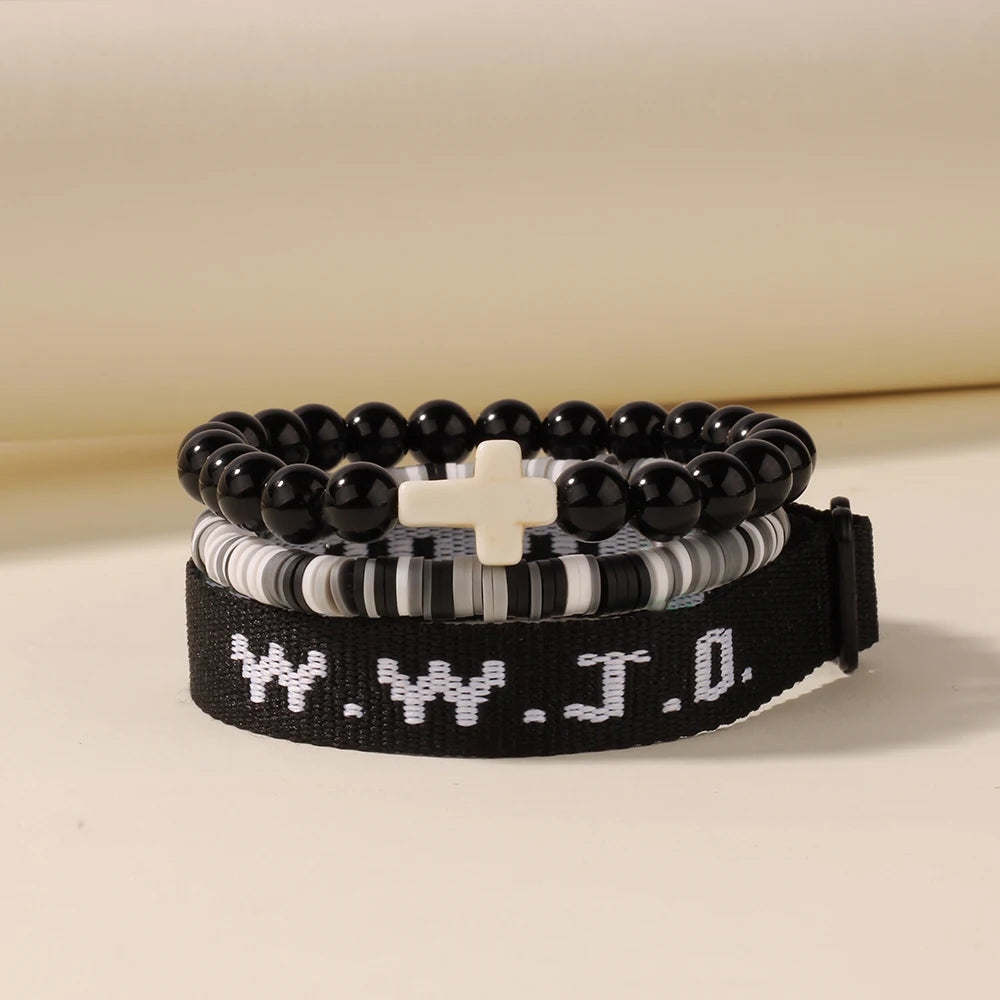 3pc what would jesus do wwjd bracelets women men cross hwlf bracelet he would love first pink elevated faith braclet christian