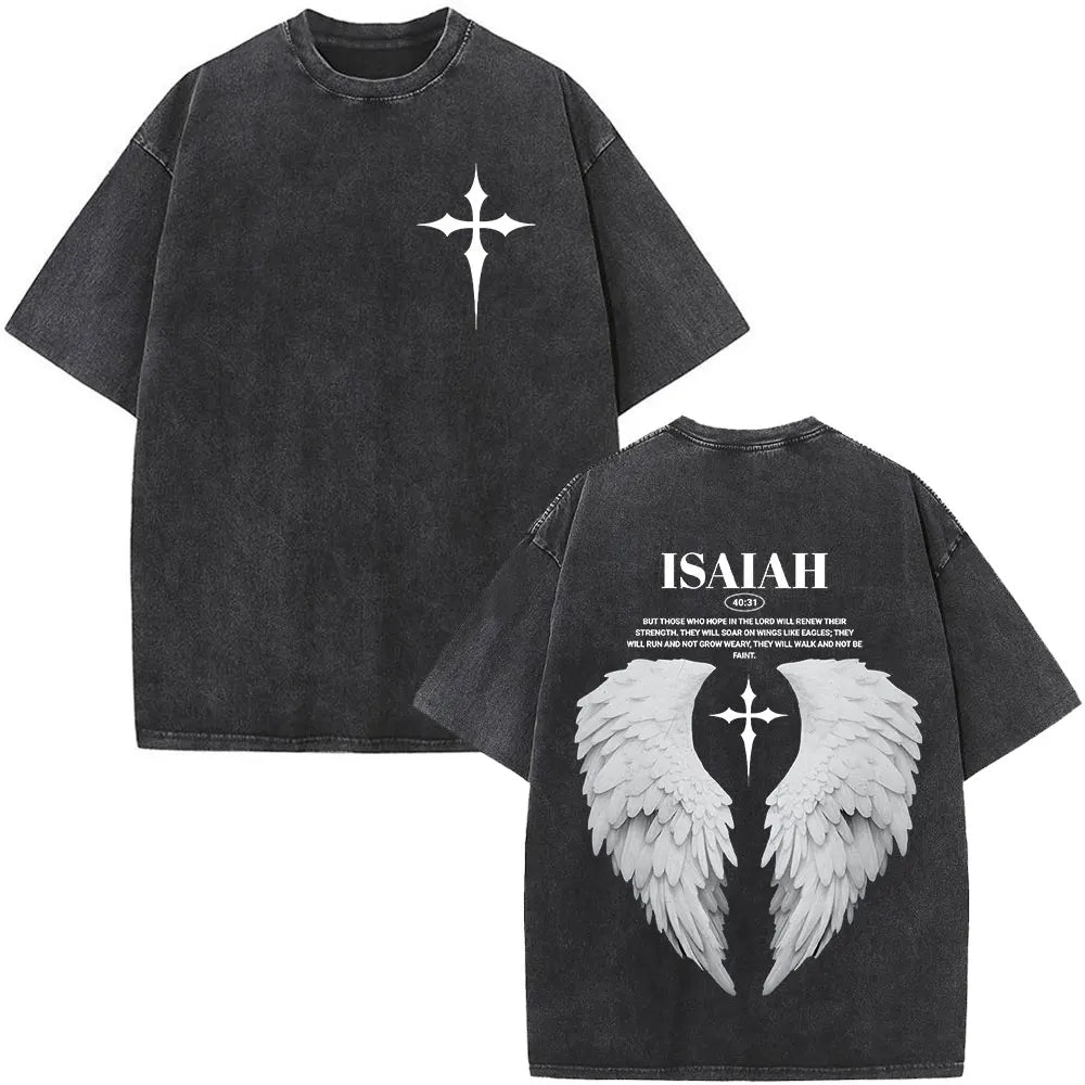 Christian Jesus Bible Verse Washed T-shirts Men's Women Fashion Vintage Oversized T Shirts Harajuku Cotton Short Sleeve T-shirt