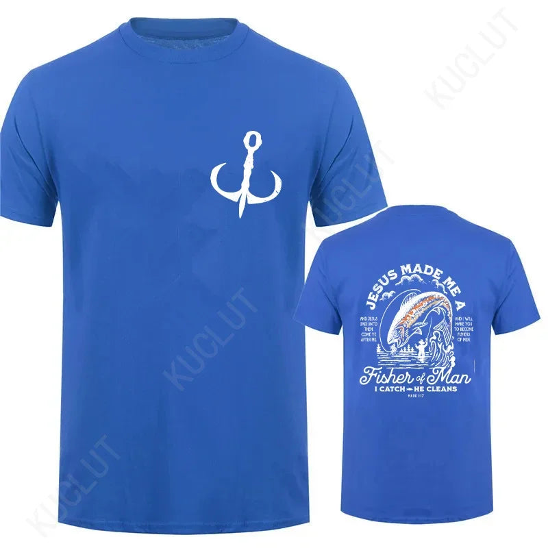 Christian Shirts for Men Christian T Shirts Fisher of Men TShirts Gift for Men Jesus Bible Verse Shirt Dad Birthday Gift Tops