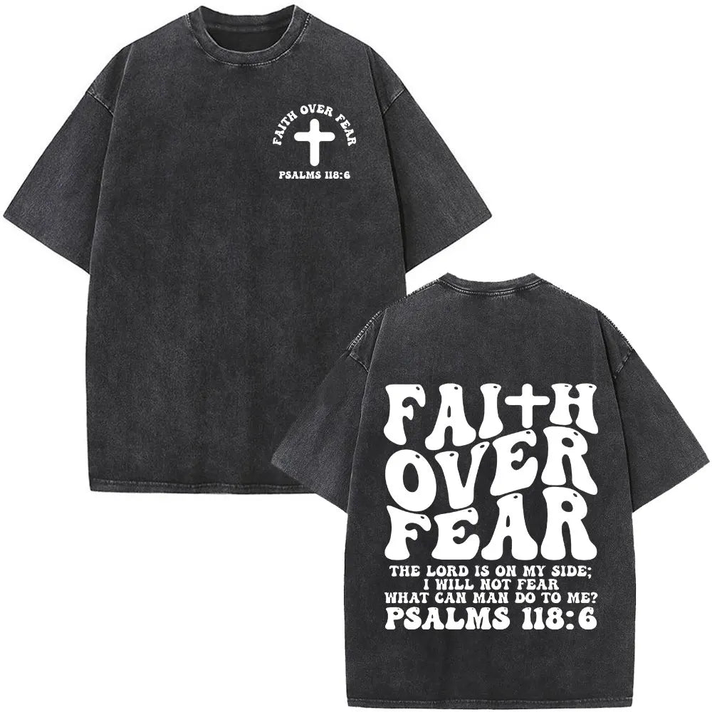 Christian Jesus Bible Verse Washed T-shirts Men's Women Fashion Vintage Oversized T Shirts Harajuku Cotton Short Sleeve T-shirt