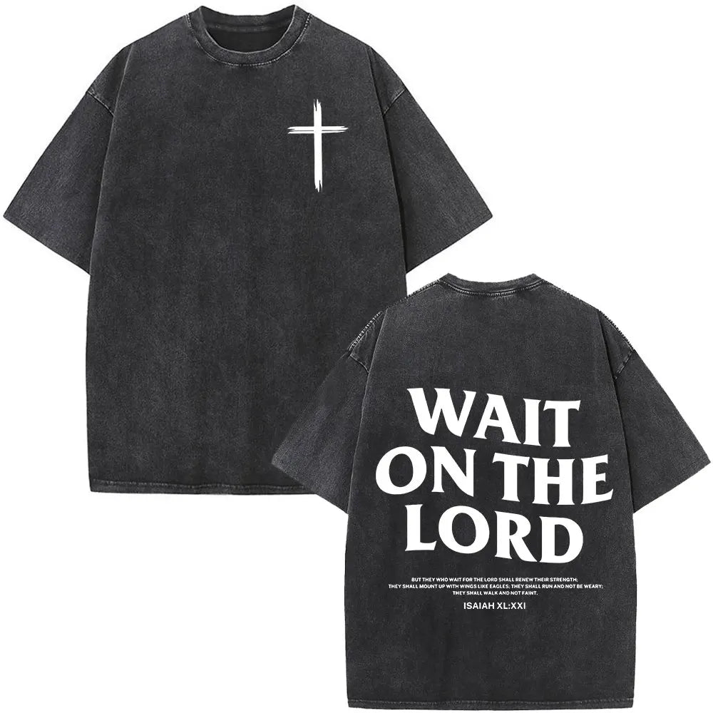 Christian Jesus Bible Verse Washed T-shirts Men's Women Fashion Vintage Oversized T Shirts Harajuku Cotton Short Sleeve T-shirt