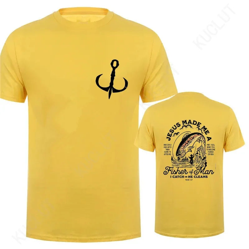 Christian Shirts for Men Christian T Shirts Fisher of Men TShirts Gift for Men Jesus Bible Verse Shirt Dad Birthday Gift Tops