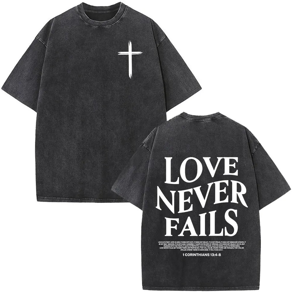 Christian Jesus Bible Verse Washed T-shirts Men's Women Fashion Vintage Oversized T Shirts Harajuku Cotton Short Sleeve T-shirt